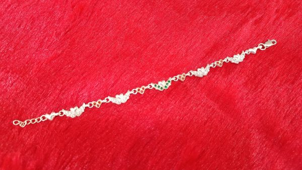 Silver Winged Heart Bracelet with Tricolor Gem Accents - Image 2