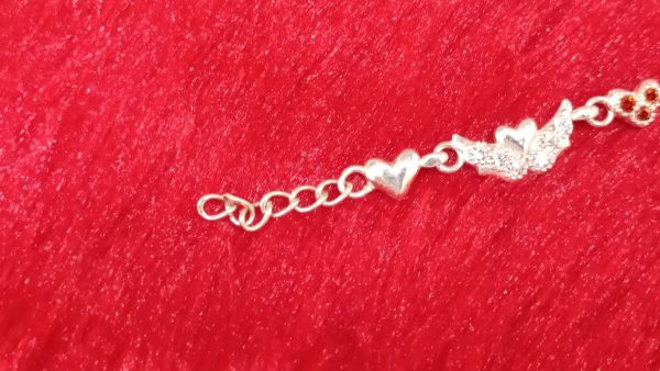 Silver Winged Heart Bracelet with Tricolor Gem Accents - Image 3