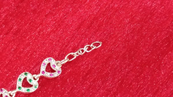 Colorful Heart-Link Silver Bracelet - Image 4