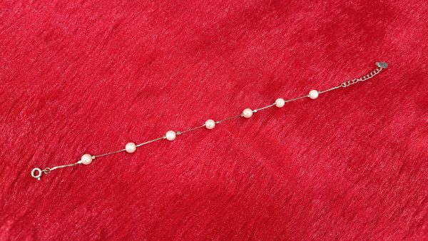 Classic Pearl Accent Silver Chain Bracelet - Image 2