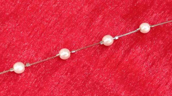 Classic Pearl Accent Silver Chain Bracelet
