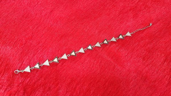 Geometric Glam Silver Triangle Bracelet - Image 2