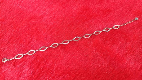 Diamond-Accent Geometric Link Silver Bracelet - Image 2