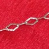 Diamond-Accent Geometric Link Silver Bracelet