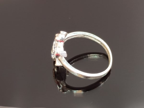 Sterling Silver Turtle Ring with Blue and White Gemstones – Playful Charm Meets Oceanic Elegance - Image 3