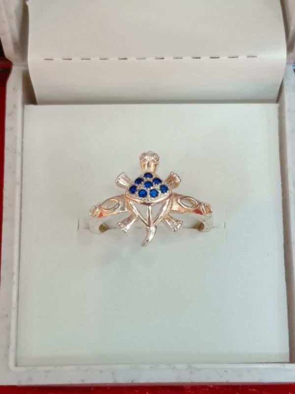 Sterling Silver Cross and Shield Ring with Blue Gemstone Accents – Bold Symbolism and Timeless Style - Image 5