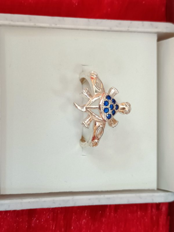 Sterling Silver Cross and Shield Ring with Blue Gemstone Accents – Bold Symbolism and Timeless Style - Image 4