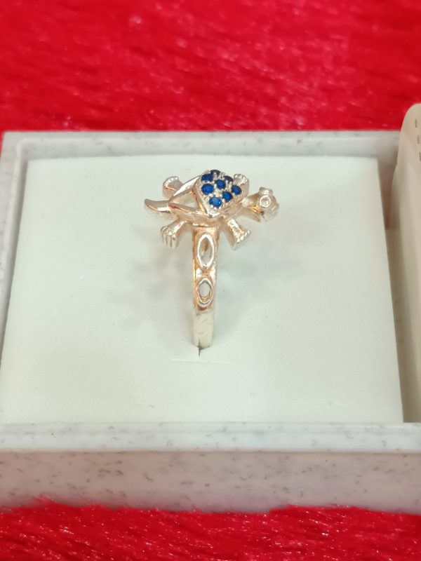 Sterling Silver Cross and Shield Ring with Blue Gemstone Accents – Bold Symbolism and Timeless Style - Image 3