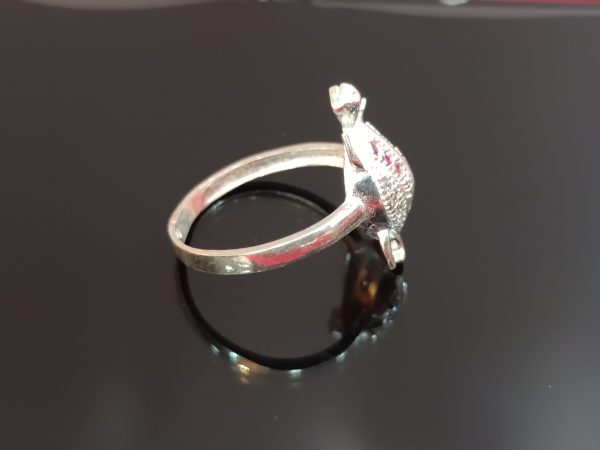 Sterling Silver Turtle Ring with Pink and White Stones – Playful Charm Meets Symbolic Grace - Image 2