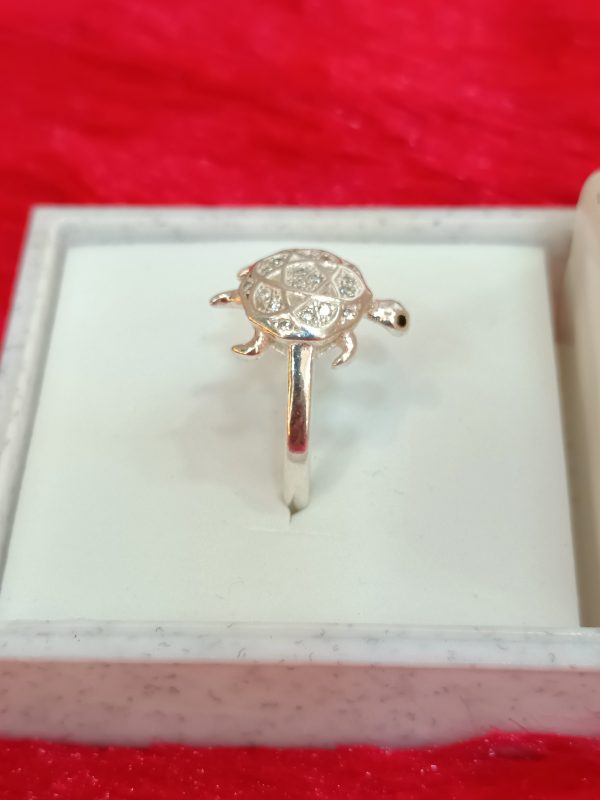 Sterling Silver Turtle Ring – Playful Charm with Sparkling Detail - Image 3