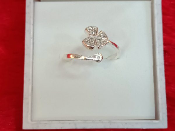 Sterling Silver Adjustable Ring with Butterfly and Bud Design – Whimsical Grace in Sparkling Detail - Image 2