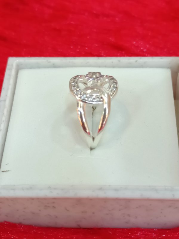Sterling Silver Criss-Cross Halo Ring with Cluster Center – Twisting Elegance with Radiant Sparkle - Image 3