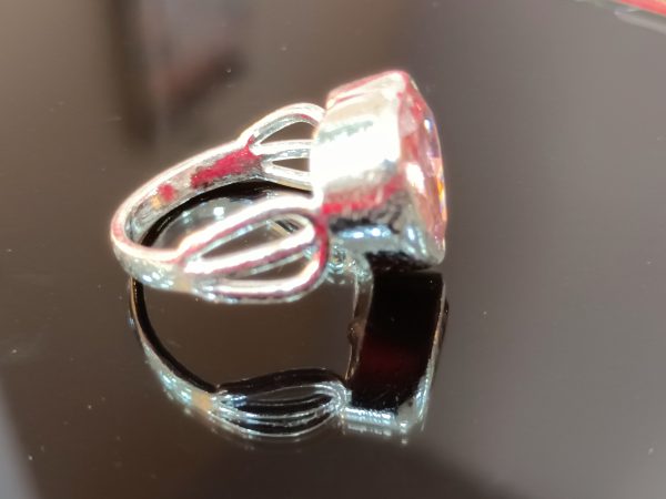 Sterling Silver Heart-Cut Pink Gemstone Ring – Romantic Radiance in a Bold Setting - Image 2