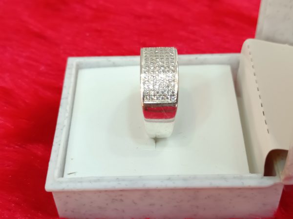 Sterling Silver Wide Band Pavé Ring – Bold Sophistication with Timeless Sparkle - Image 4