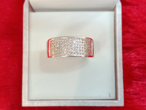 Sterling Silver Wide Band Pavé Ring – Bold Sophistication with Timeless Sparkle - Image 3