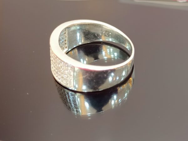 Sterling Silver Wide Band Pavé Ring – Bold Sophistication with Timeless Sparkle - Image 2