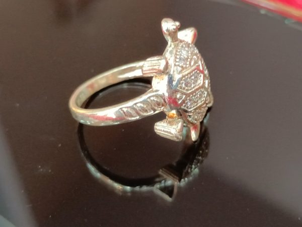 Sterling Silver Turtle Ring – Sparkling Symbol of Wisdom and Protection - Image 2