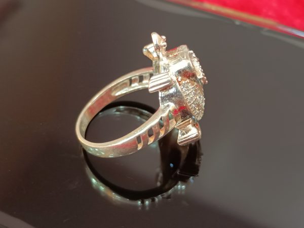 Sterling Silver Turtle Ring with Purple and White Gemstone Detailing - Image 2