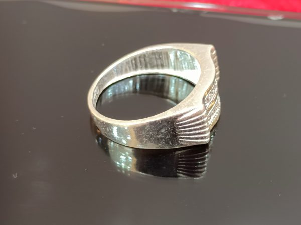 Rectangular Dual-Row Silver Ring – Sleek & Structured Elegance - Image 2