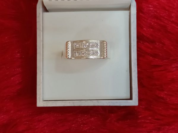 Rectangular Dual-Row Silver Ring – Sleek & Structured Elegance - Image 4