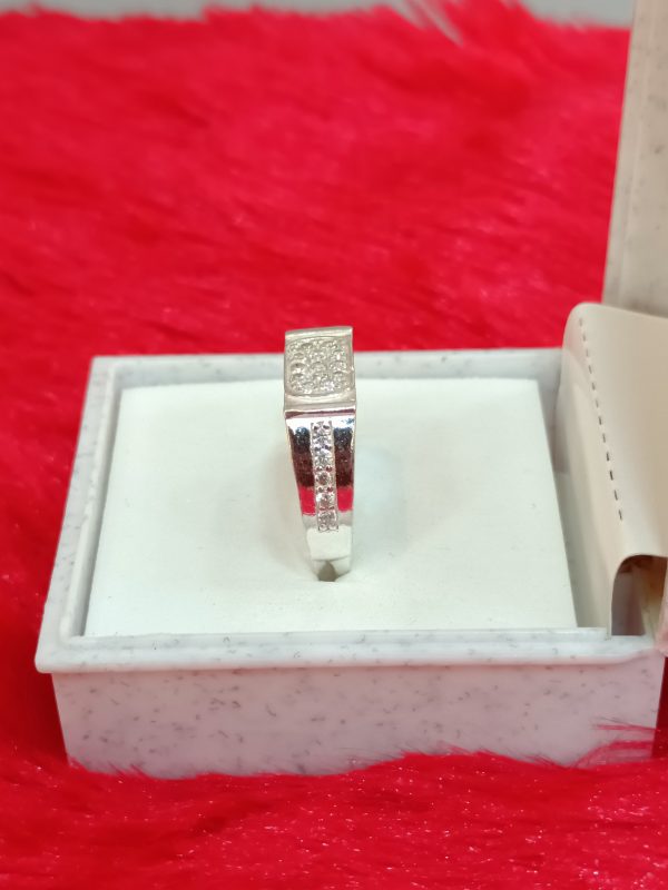 Rectangular Face Silver Ring with Side Detailing – Sleek & Sophisticated Style - Image 4