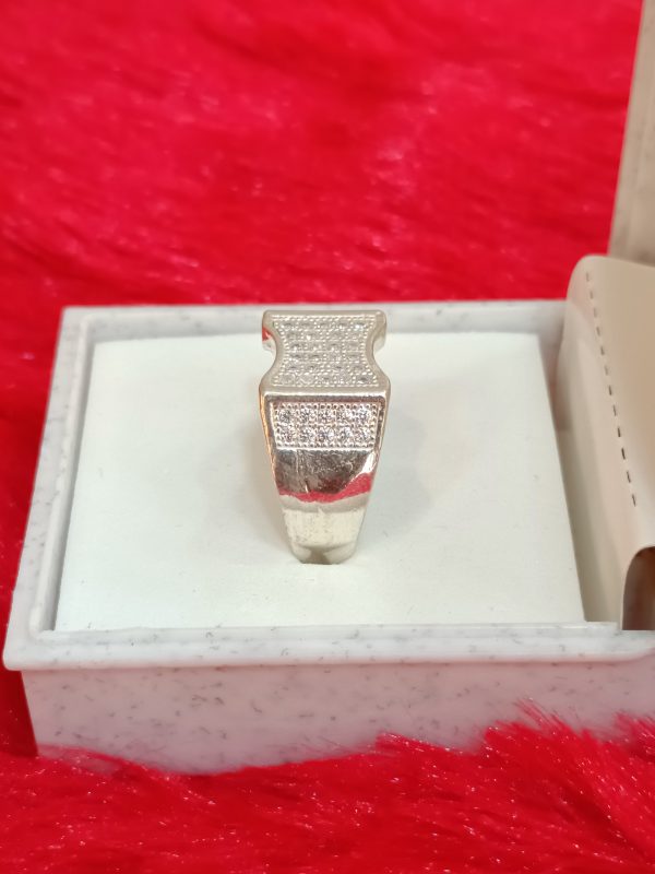 Wavy Rectangle Face Silver Ring – Textured & Striking - Image 4