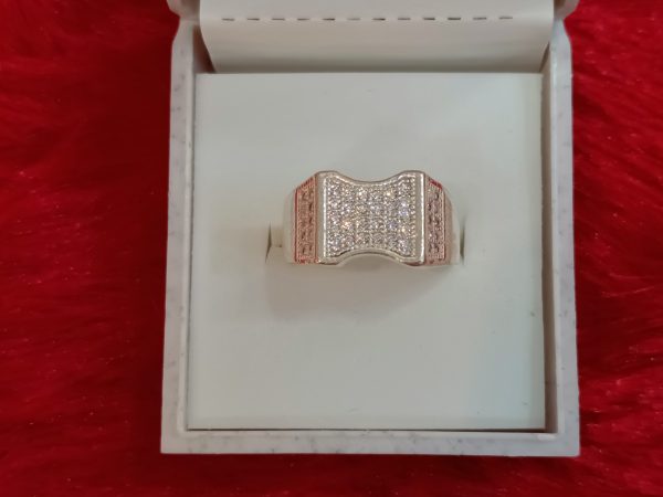 Wavy Rectangle Face Silver Ring – Textured & Striking - Image 5