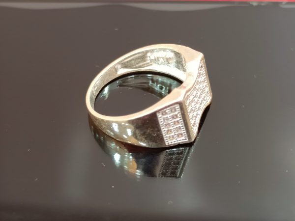 Wavy Rectangle Face Silver Ring – Textured & Striking - Image 2