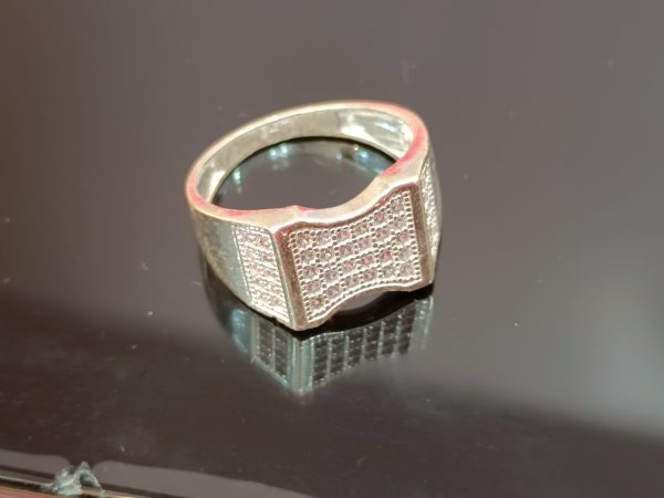 Wavy Rectangle Face Silver Ring – Textured & Striking - Image 3