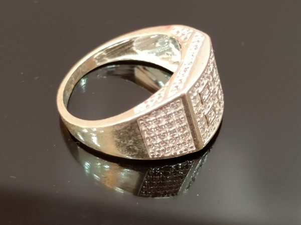 Square-Cluster Silver Ring - Image 2