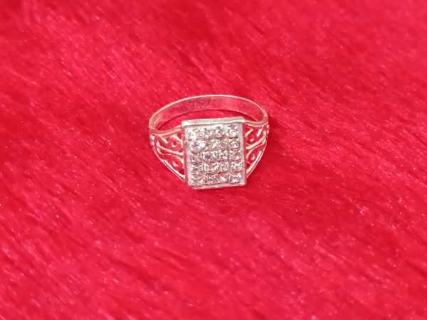 Regal Rectangle Cluster Silver Ring - Image 3