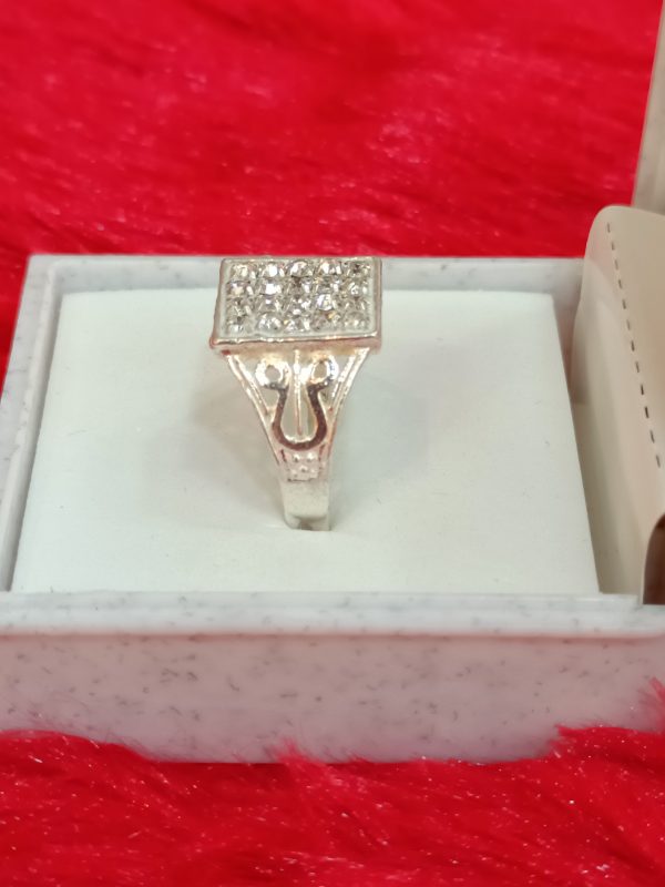 Regal Rectangle Cluster Silver Ring - Image 4
