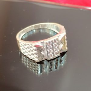 Textured Dome-Band Silver Ring