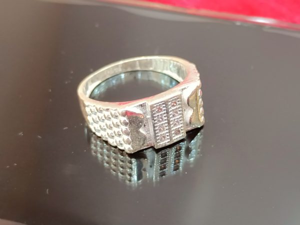 Textured Dome-Band Silver Ring