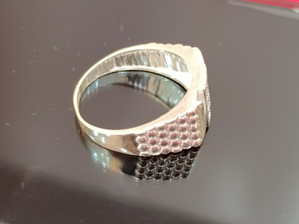 Textured Dome-Band Silver Ring - Image 3