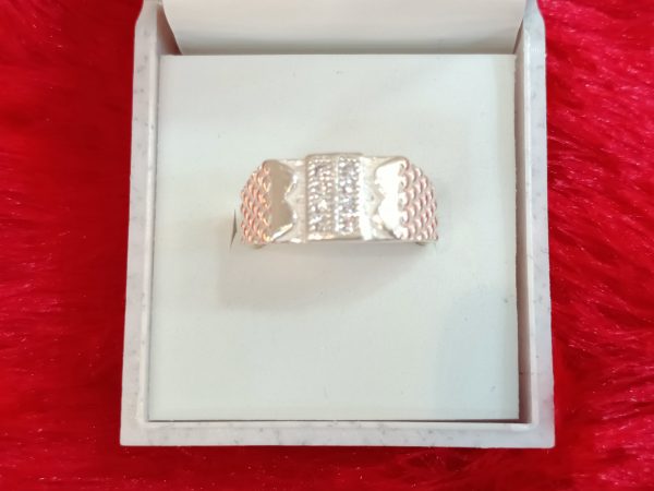 Textured Dome-Band Silver Ring - Image 4
