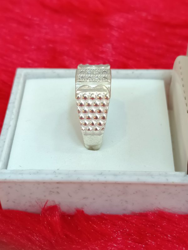 Textured Dome-Band Silver Ring - Image 5