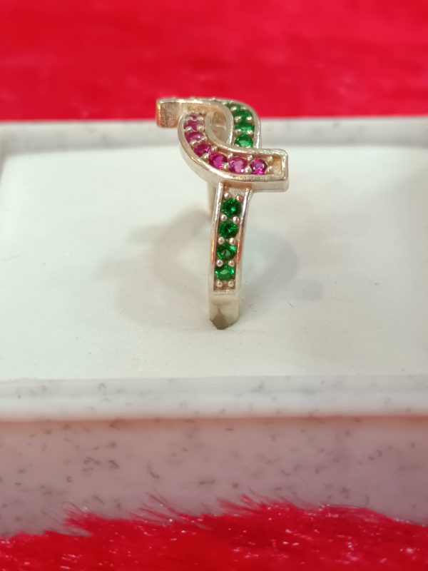 Twisting Dual-Tone Stone Silver Ring - Image 5