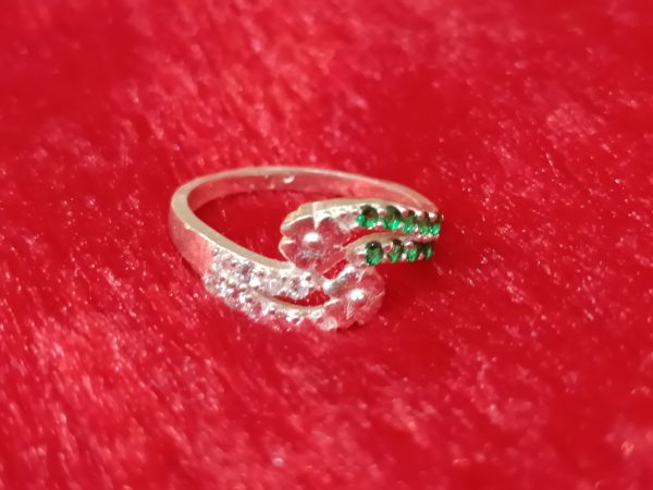 Twin Bloom with Green & White Stones