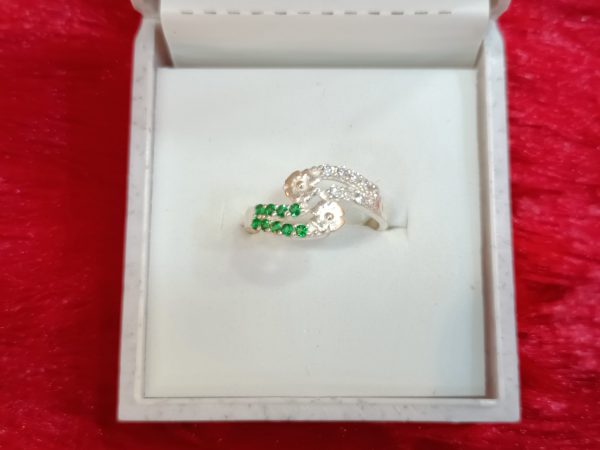 Twin Bloom with Green & White Stones - Image 3