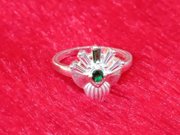 Scarlet Blossom Silver Ring with Pink and Green Accents - Image 5