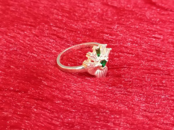 Scarlet Blossom Silver Ring with Pink and Green Accents - Image 6