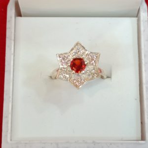Star-Shaped Ring with Fiery Red Center