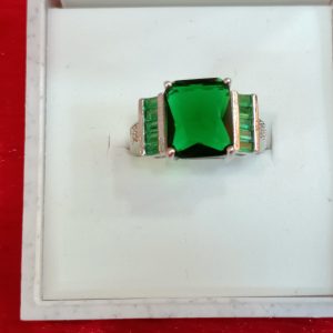 Sterling Silver Simulated Emerald Statement Ring