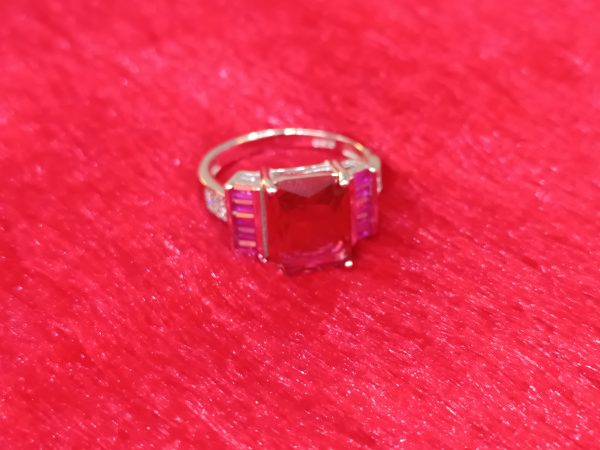 Elegant Ruby and Diamond Accent Ring in Sterling Silver - Image 2