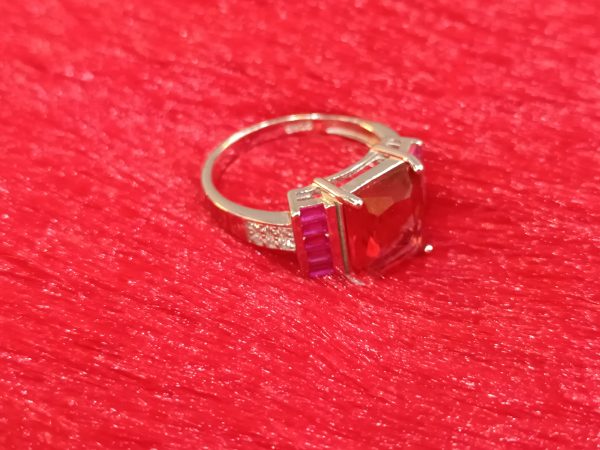 Elegant Ruby and Diamond Accent Ring in Sterling Silver - Image 3