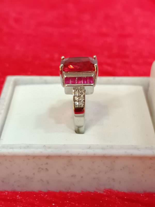 Elegant Ruby and Diamond Accent Ring in Sterling Silver - Image 4