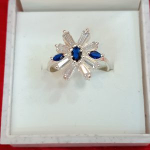 Starburst Ring with Blue and White Stone