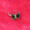 Butterfly Ring with Dual Green Gemstones