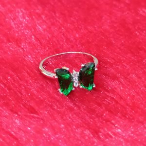 Butterfly Ring with Dual Green Gemstones